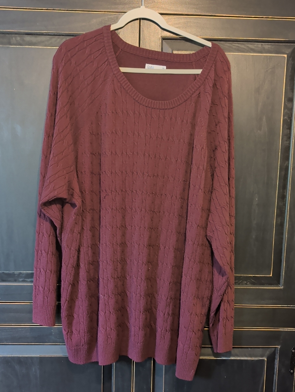 croft & barrow Cable-Knit Scoop Neck Sweater - Burgundy
